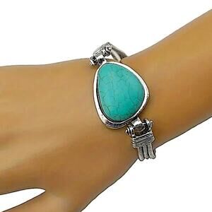 Vintage Boho Silver Turquoise Bracelet
